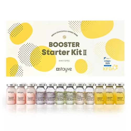 Stayve Booster Starter Kit II. – Professzionális koreai mezoterápiás ampulla válogatás 12 darabos kiszerelésben: koncentrált őssejtes, hialuronos, kollagénes hatóanyagok mikrotűs kezelésekhez