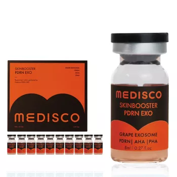 Medisco Skinbooster PDRN EXO mezoterápiás ampulla szett (10x8ml): professzionális exoszómás és PDRN szérum AHA+PHA komplexszel mikrotűs kezelésekhez (Dermapen).