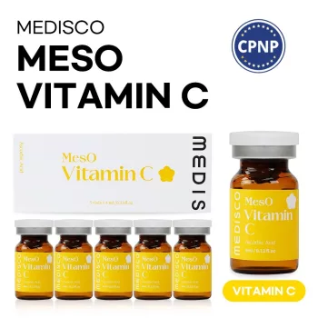 Medisco Meso Vitamin C mezoterápiás ampulla szett (5x4ml): professzionális tiszta aszkorbinsav szérum a kollagénszintézis támogatásához, mikrotűs kezelésekhez (Dermapen).