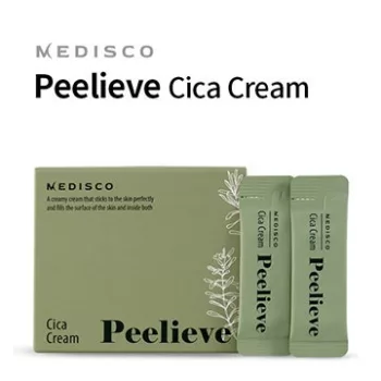 Medisco Peelieve Cica Cream (2ml): intenzív regeneráló és hidratáló krém növényi összetevőkkel és aminosavakkal, kifejezetten Seanergy Peel és mikrotűs kezelések utáni professzionális utóápoláshoz.